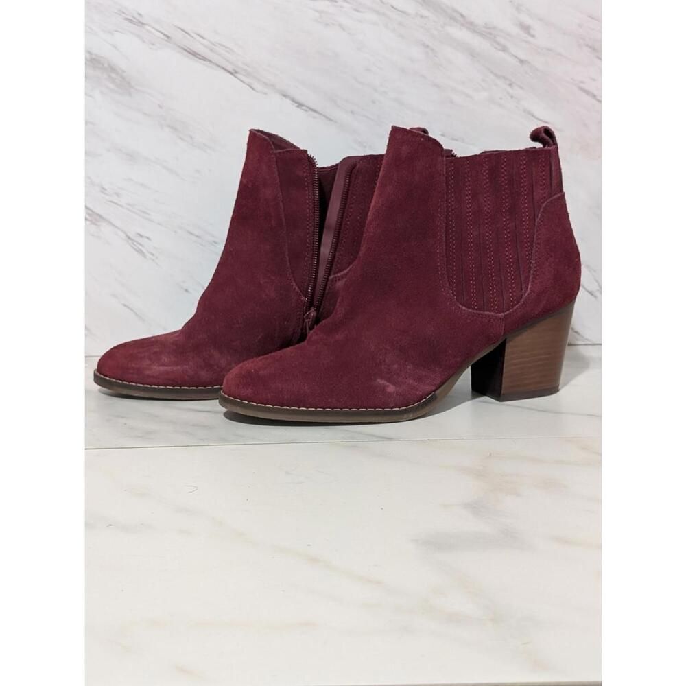 Crown Vintage Women's  Burgundy Suede Ankle Boots 8.5